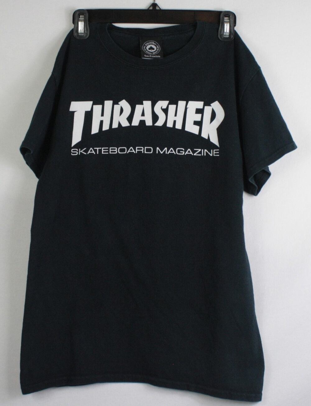 Y2K Thrasher Magazine Logo Faded Black T-Shirt S skate or die punk